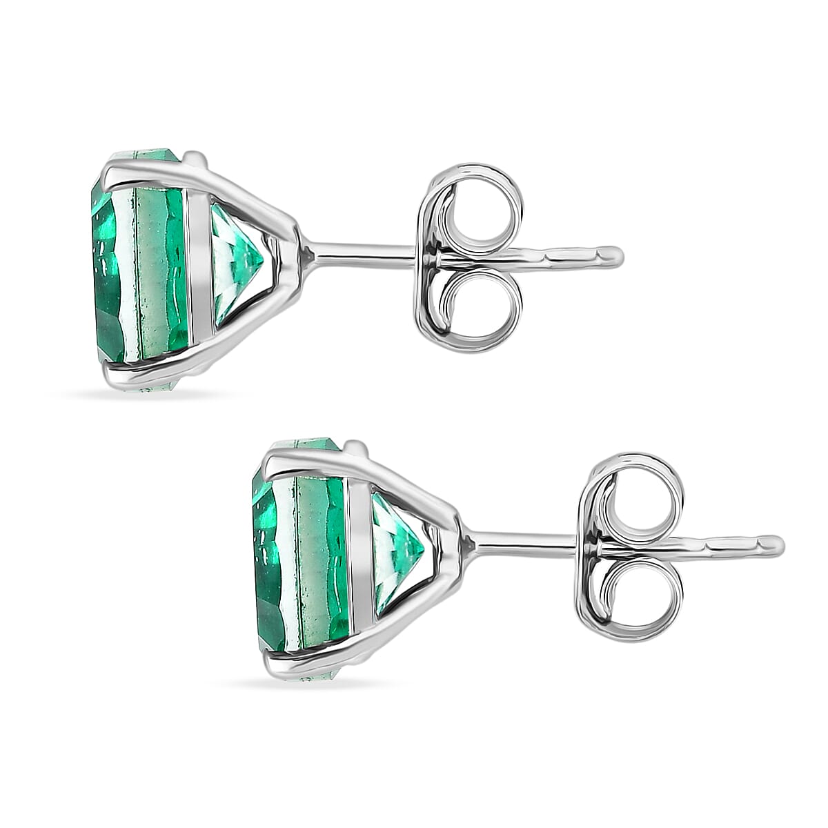 Peacock Triplet Quartz Earring with Push Back in Platinum Overlay Sterling Silver 4.45 Ct.