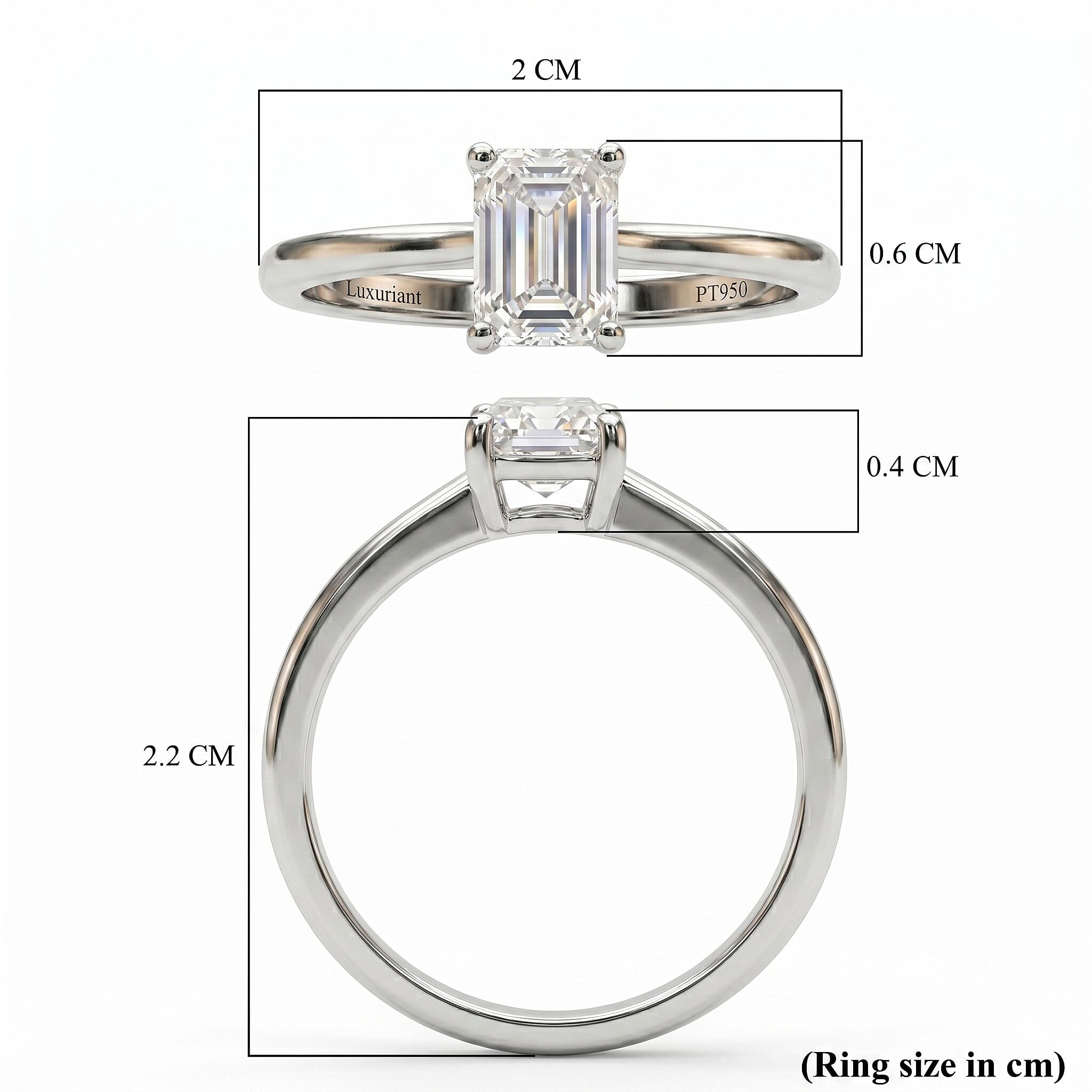 Luxuriant 950 Platinum IGI Certified Lab Grown Diamond (VS-EF) Ring 1.00 Ct, Platinum Wt. 5.52 Gms.