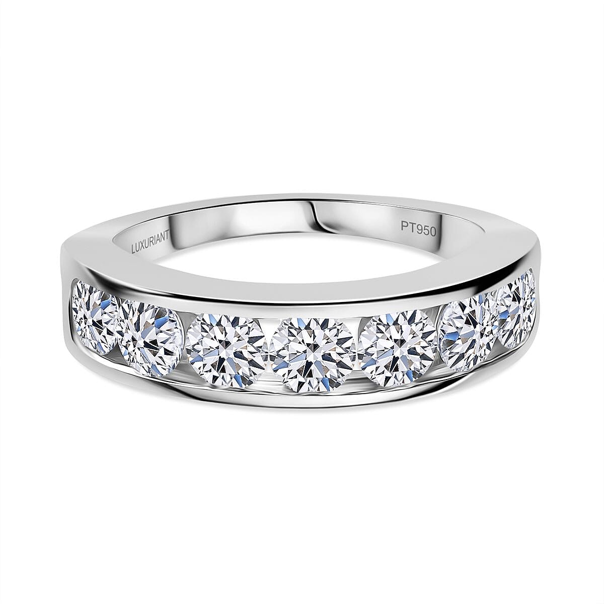 Luxuriant 950 Platinum SGL Certified Lab Grown Diamond (VS-EF) Band Ring 2.00 Ct, Platinum Wt. 7.60 Gms.
