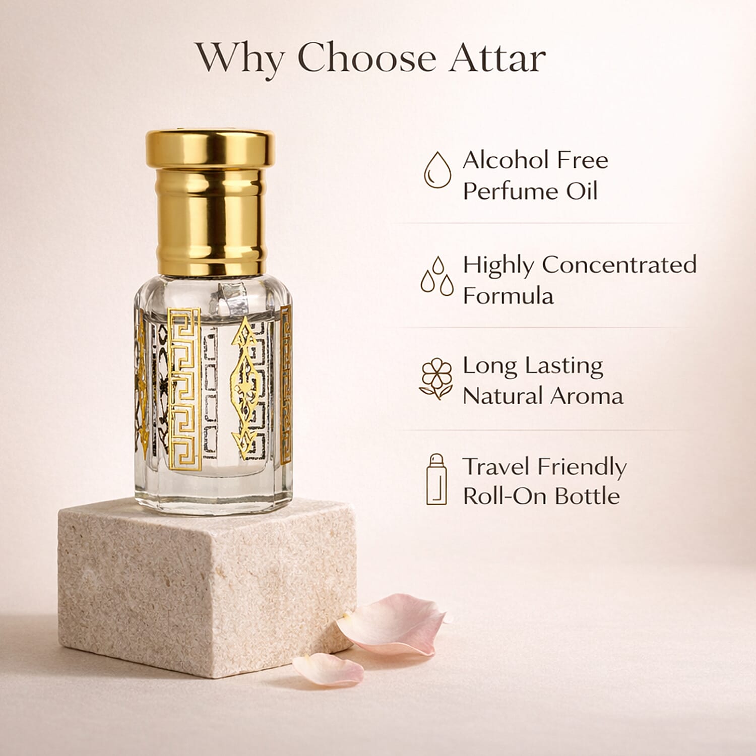 Jaipur Fragrance- 100% Natural Concentrated Perfume - 5ml (Rose)