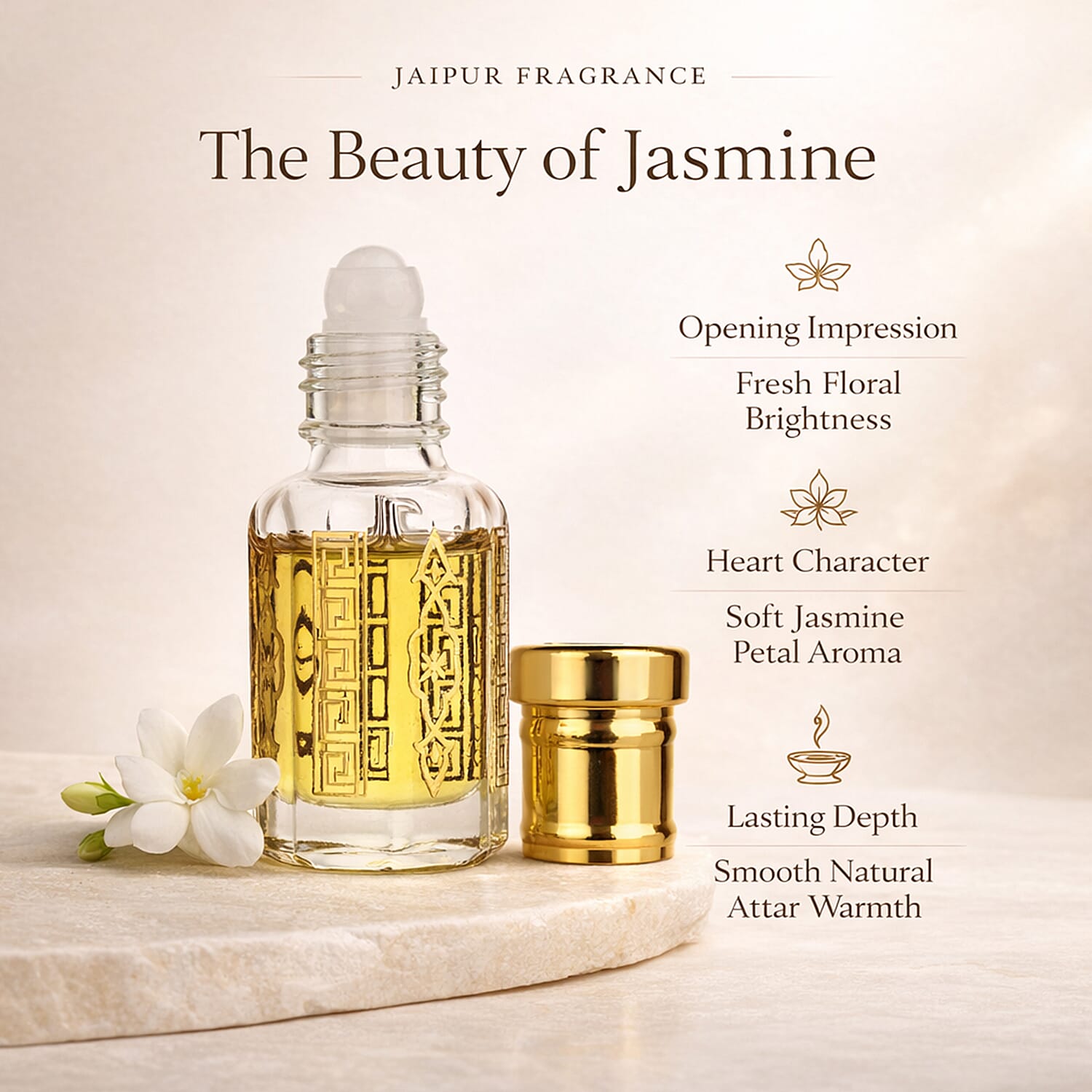 Jaipur Fragrance- 100% Natural Concentrated Perfume - 5ml (Yasmine)