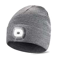 Adult Beanie Hat with Head Torch - Grey