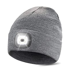 Adult Beanie Hat with Head Torch - Black