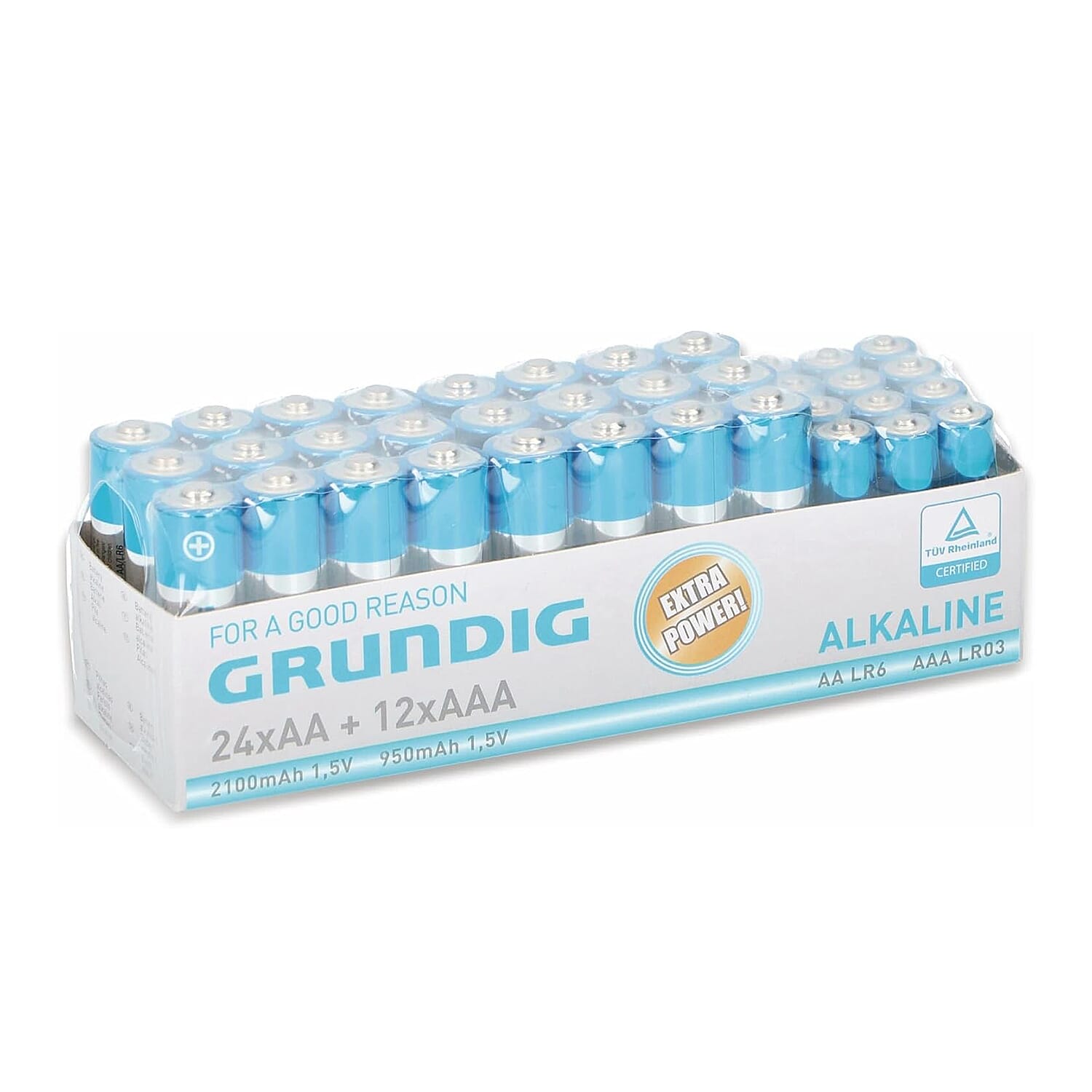 BIGGEST BATTERY DEAL EVER! - Grundig Alkaline Batteries Pack of 36 (24xAA & 12xAAA)