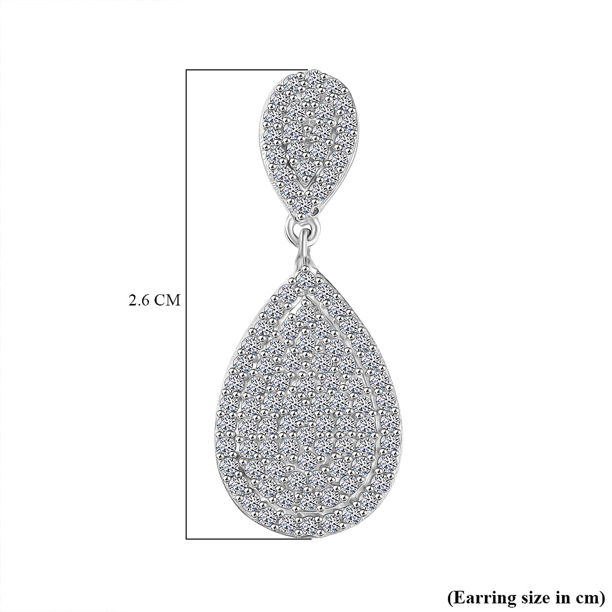 Luxuriant Lab Grown Diamond (SI-GH) Dangling Earring with Push Back in Rhodium Overlay Sterling Silver 1.00 Ct.