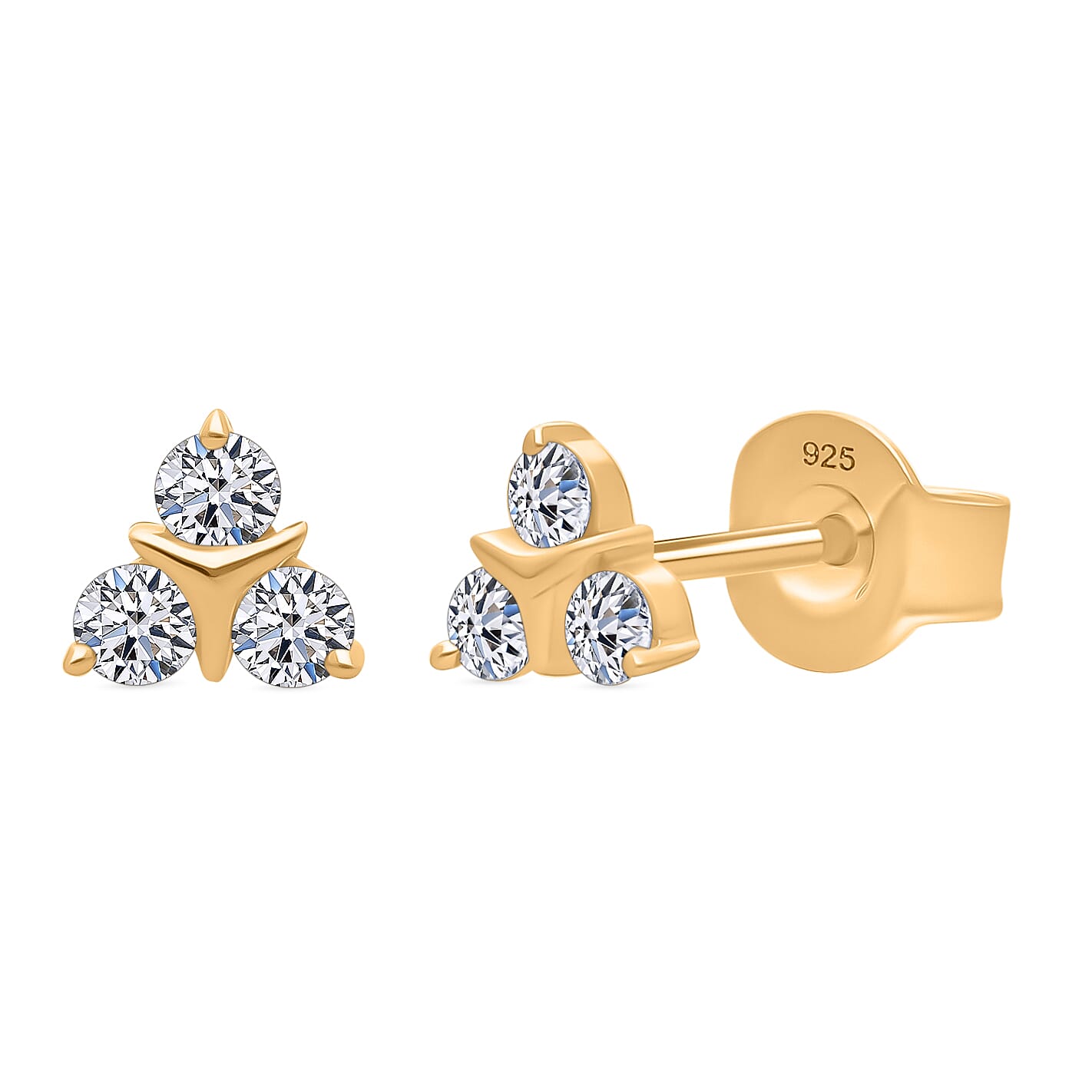 Luxuriant Lab Grown Diamond (SI-GH) Earring with Push Back in 18K Vermeil Yellow Gold Plated Sterling Silver 0.25 Ct.