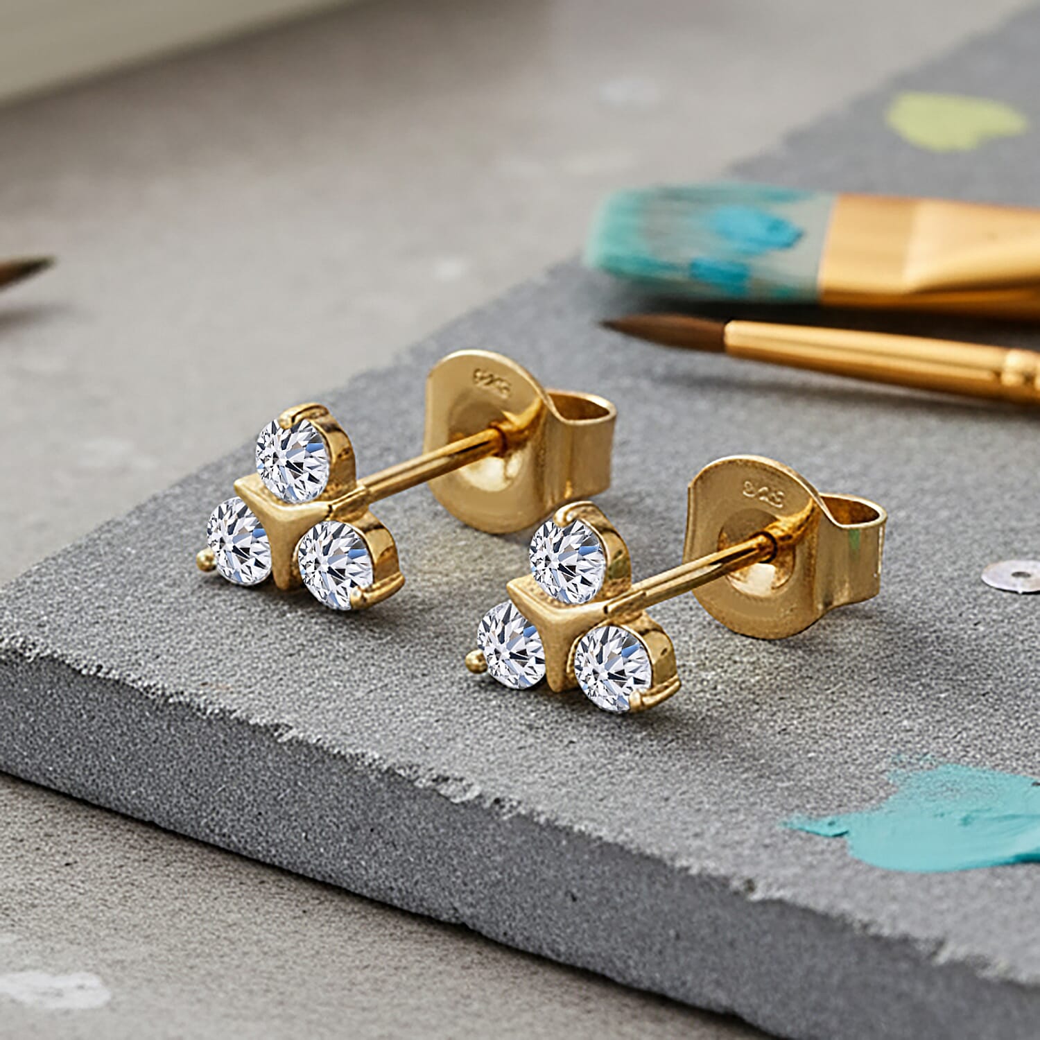 Luxuriant Lab Grown Diamond (SI-GH) Earring with Push Back in 18K Vermeil Yellow Gold Plated Sterling Silver 0.25 Ct.