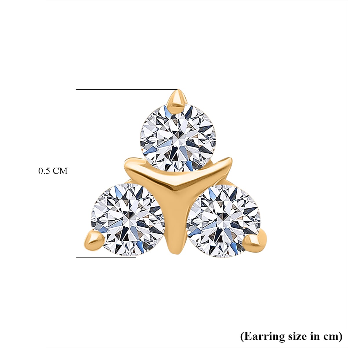 Luxuriant Lab Grown Diamond (SI-GH) Earring with Push Back in 18K Vermeil Yellow Gold Plated Sterling Silver 0.25 Ct.