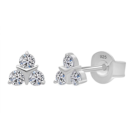 Luxuriant Lab Grown Diamond (SI-GH) Earring with Push Back in Rhodium Overlay Sterling Silver 0.50 Ct.