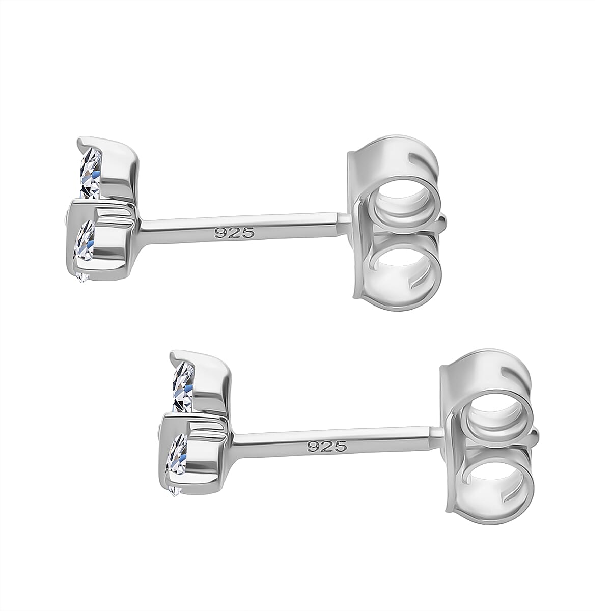 Luxuriant Lab Grown Diamond (SI-GH) Earring with Push Back in Rhodium Overlay Sterling Silver 0.50 Ct.