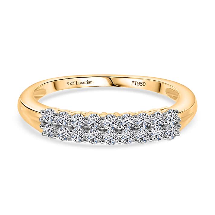 LUXURIANT 0.5 Ct. Lab Grown Diamond Half Eternity Ring in 9K Yellow Gold (VS-EF)