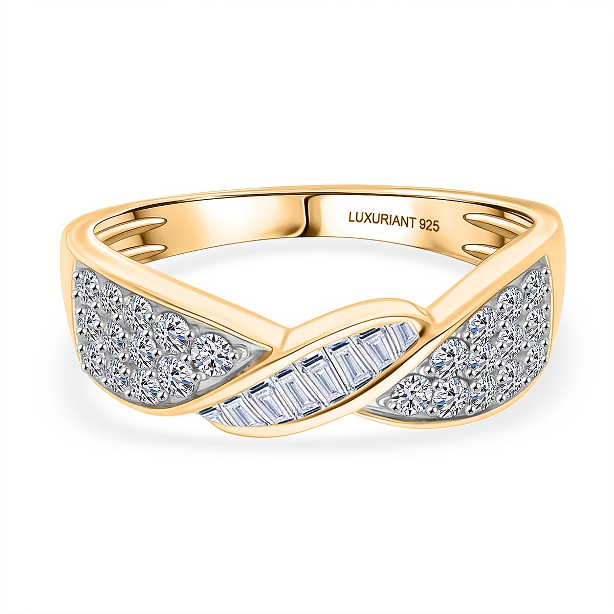 LUXURIANT 1 Ct. Lab Grown Diamond Cluster Ring in 18K Vermeil Yellow Gold Plated Sterling Silver, SGL Certified