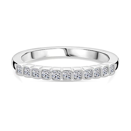 LUXURIANT 0.25 Ct. Lab Grown Diamond Band Ring in Rhodium Overlay Sterling Silver