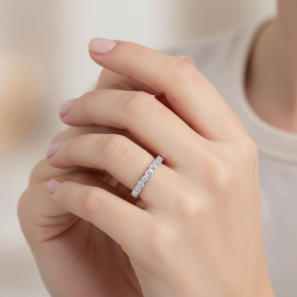 Luxuriant Lab Grown Diamond (SI-GH) Ring in Rhodium Overlay Sterling Silver 0.28 Ct.