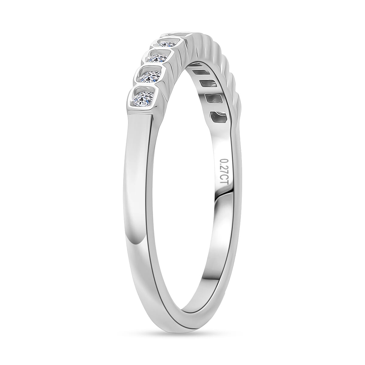 Luxuriant Lab Grown Diamond (SI-GH) Ring in Rhodium Overlay Sterling Silver 0.28 Ct.