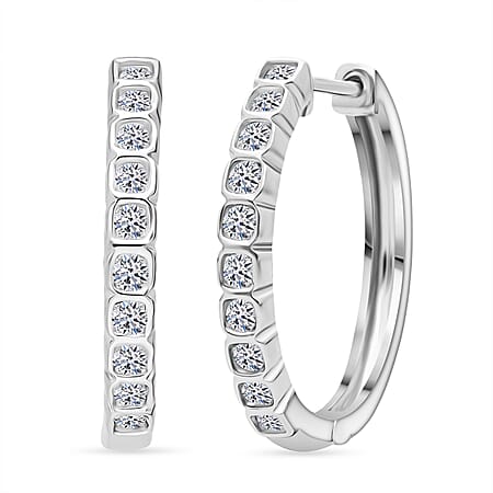 LUXURIANT 0.5 Ct. Lab Grown Diamond Hoop Earrings in Rhodium Overlay Sterling Silver