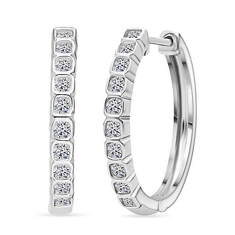 Luxuriant Lab Grown Diamond (SI-GH) Earring with Hoop in Rhodium Overlay Sterling Silver 0.50 Ct.