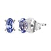 Tanzanite Solitaire Stud Push Post Earring in Platinum Overlay Sterling Silver