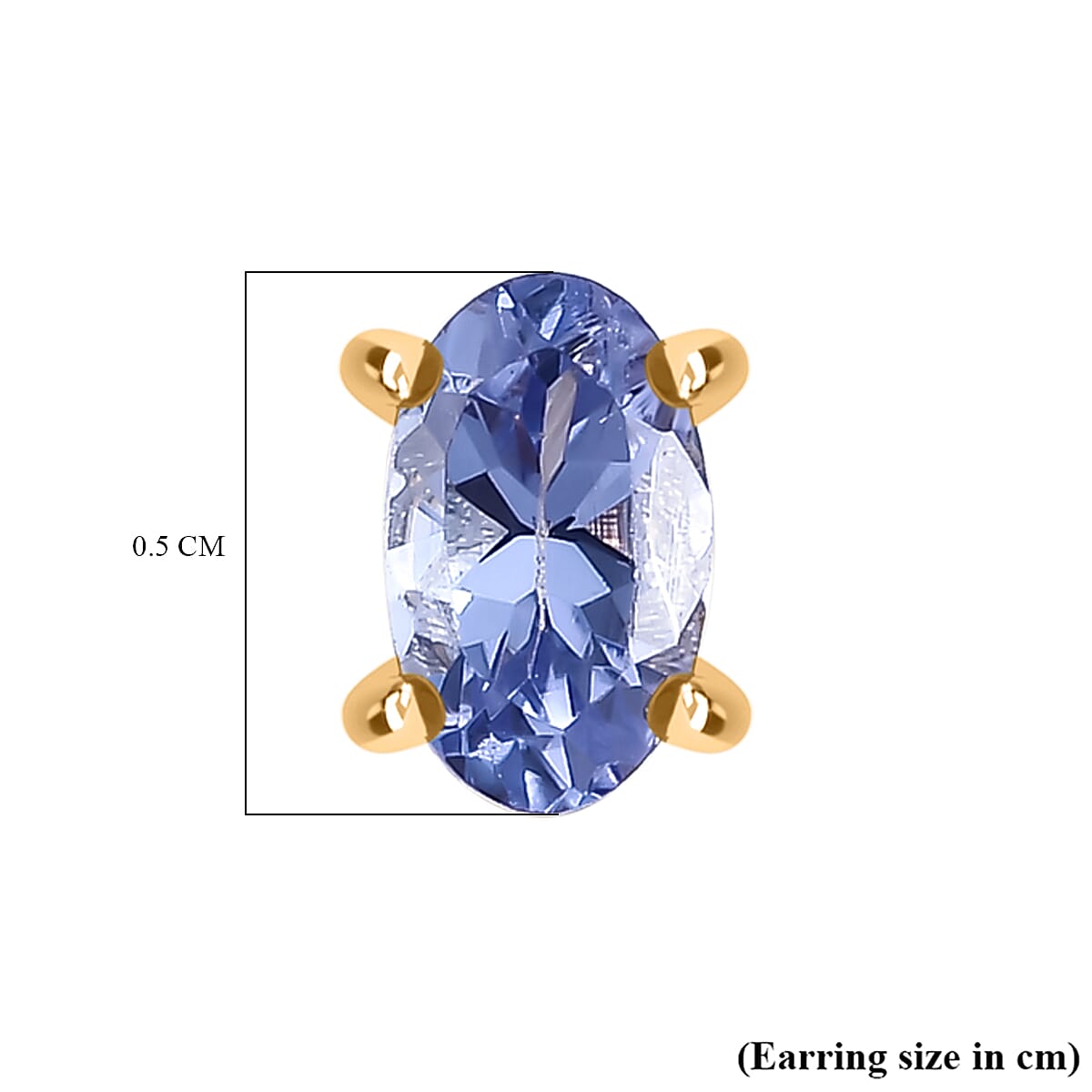 Tanzanite Solitaire Stud Push Post Earring in 18K Yellow Gold Plated Sterling Silver