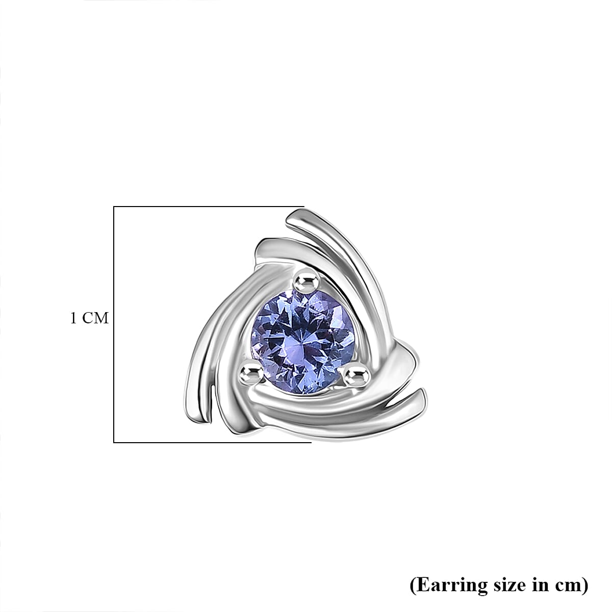 D'Joy Tanzanite Solitaire Stud Push Post Earring in Platinum Overlay Sterling Silver
