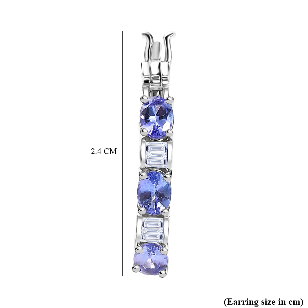 D'Joy Tanzanite & Moissanite Full Hoop Earring with Clasp in Platinum Overlay Sterling Silver 1.10 Ct.
