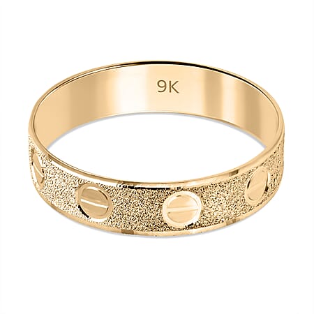 Designer Inspired 9K Yellow Gold Screw Embossed Band Ring