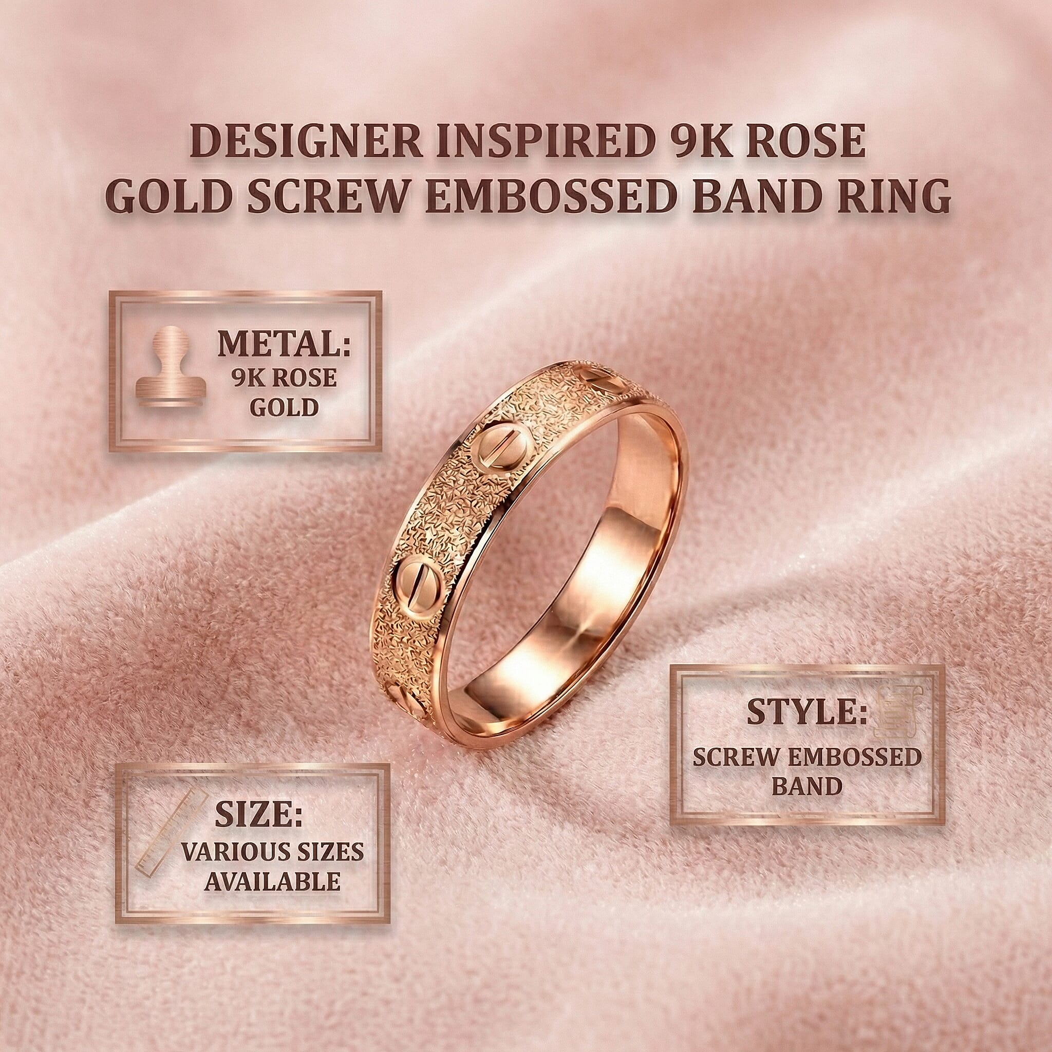 Designer Inspired 9K Yellow Gold Band Ring