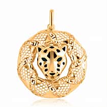 Designer Inspired Close Out - 9K Yellow Gold Enamelled Panther Pendant
