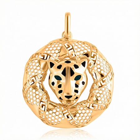 Designer Inspired Close Out - 9K Yellow Gold Enamelled Panther Pendant Designer Inspired Close Out - 9K Yellow Gold Enamelled Panther Pendant