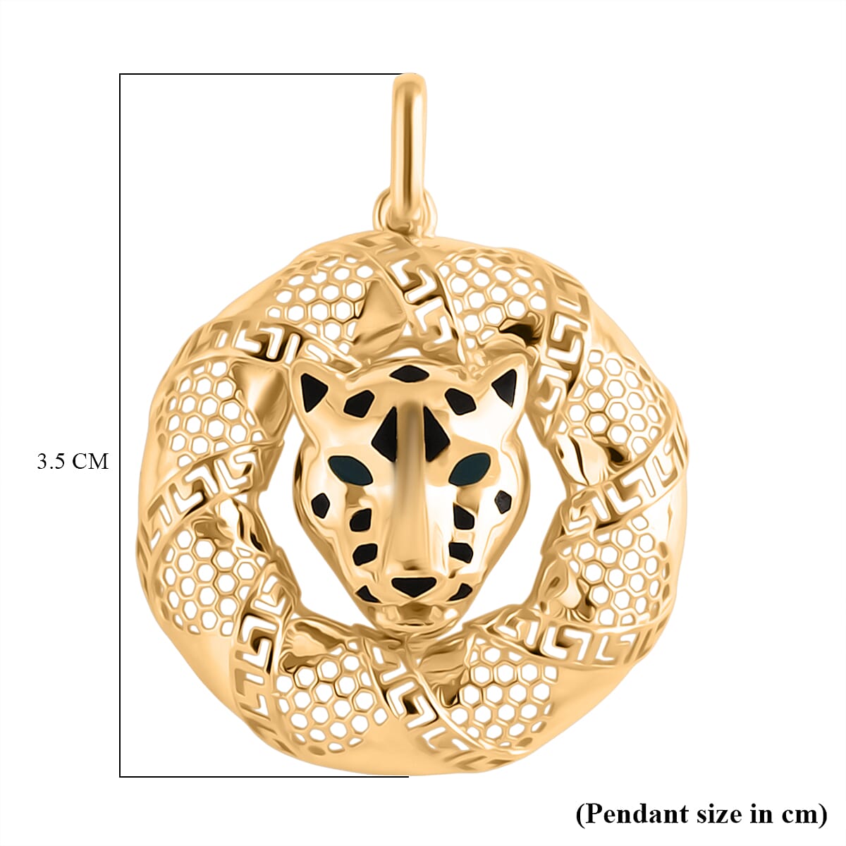 Biggest Designer Inspired Close Out -  9K Yellow Gold Enamelled Panther Pendant