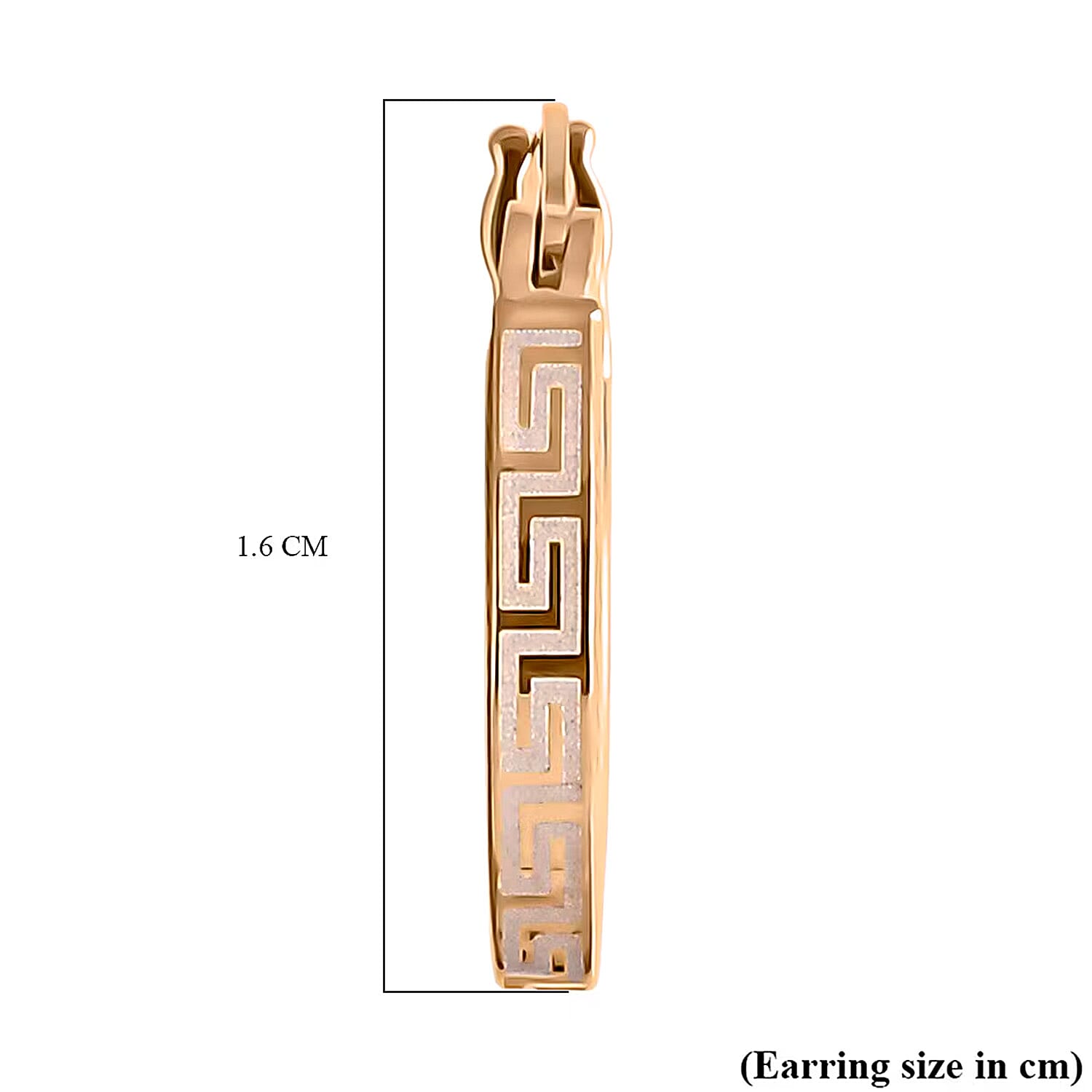 Close Out Deal - 9K Yellow Gold Greek Key Hoop Earring with Clasp