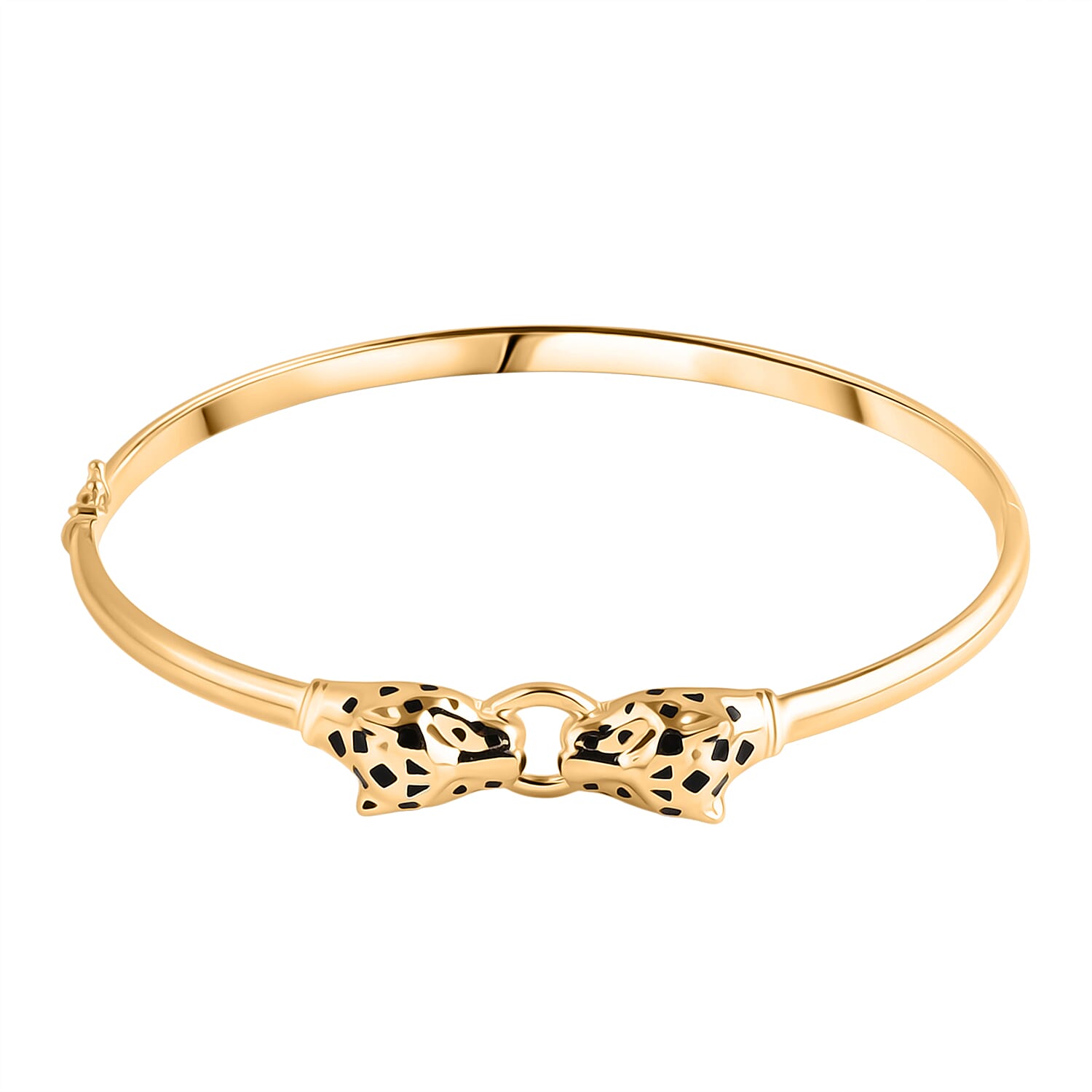 Biggest Designer Inspired Close Out - 9K Yellow Gold Enameled Panther Bangle (Size 7.5), Gold Wt. 8.50 Gms.