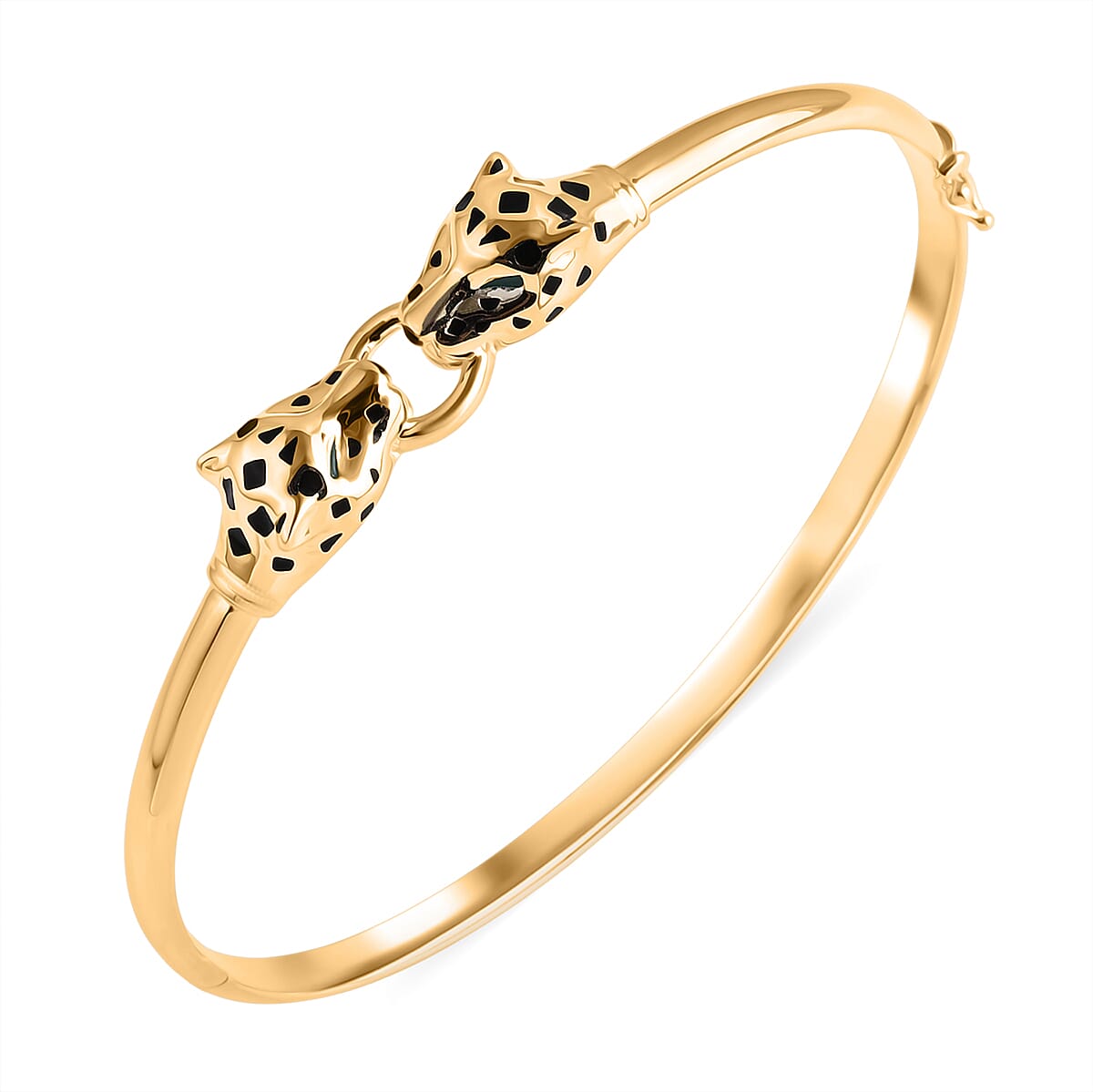 Biggest Designer Inspired Close Out - 9K Yellow Gold Enameled Panther Bangle (Size 7.5), Gold Wt. 8.50 Gms.