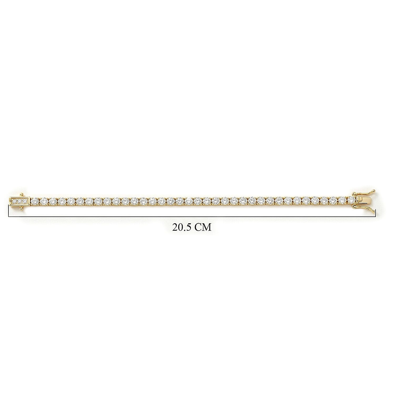 Luxuriant SGL Certified Princess Cut Lab Grown Diamond (VS-EF) Bracelet (Size - 7.50) in 18K Vermeil Yellow Gold Plated Sterling Silver 5.02 Ct, Silver Wt. 11.47 Gms.