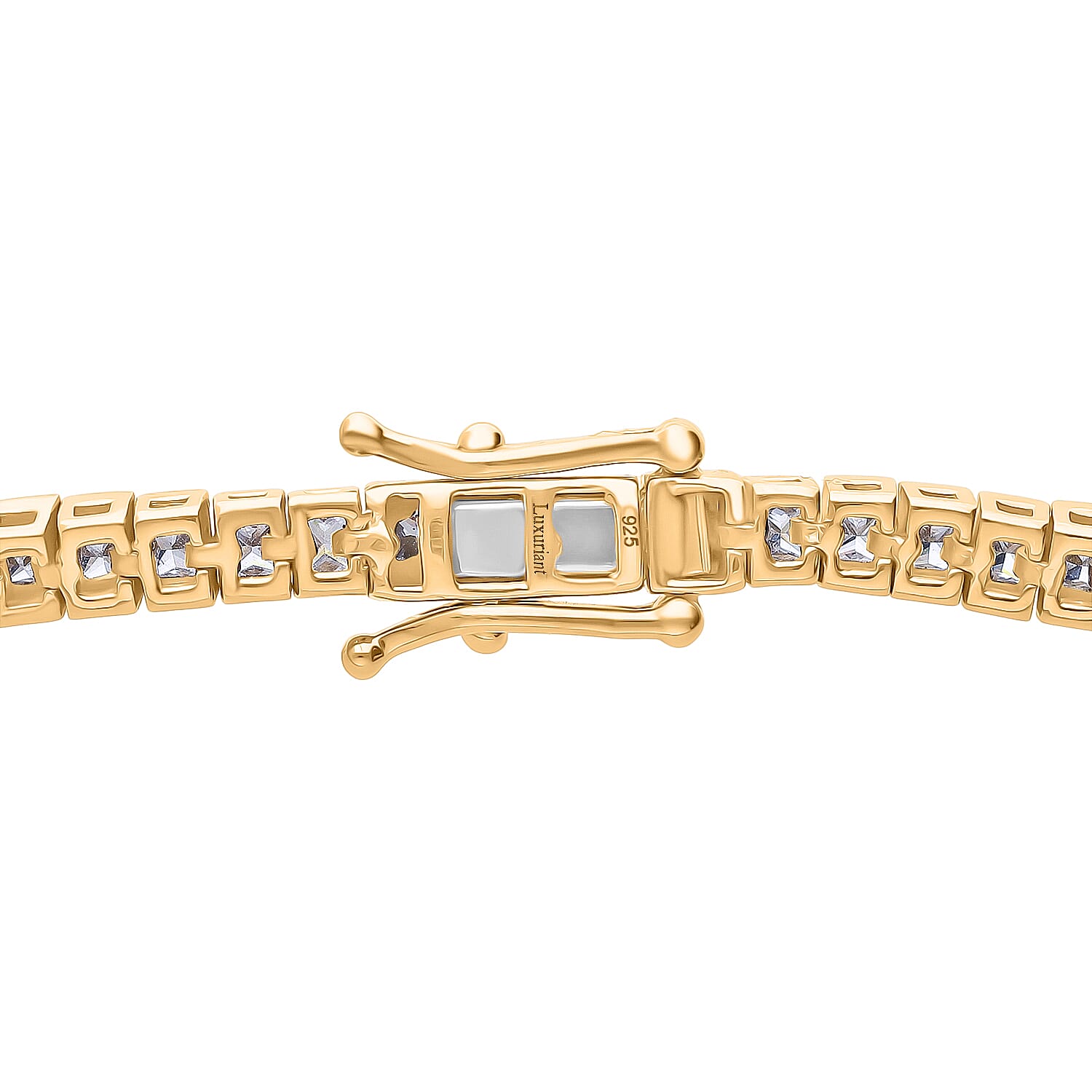 Luxuriant SGL Certified Princess Cut Lab Grown Diamond (VS-EF) Bracelet (Size - 7.50) in 18K Vermeil Yellow Gold Plated Sterling Silver 5.02 Ct, Silver Wt. 11.47 Gms.