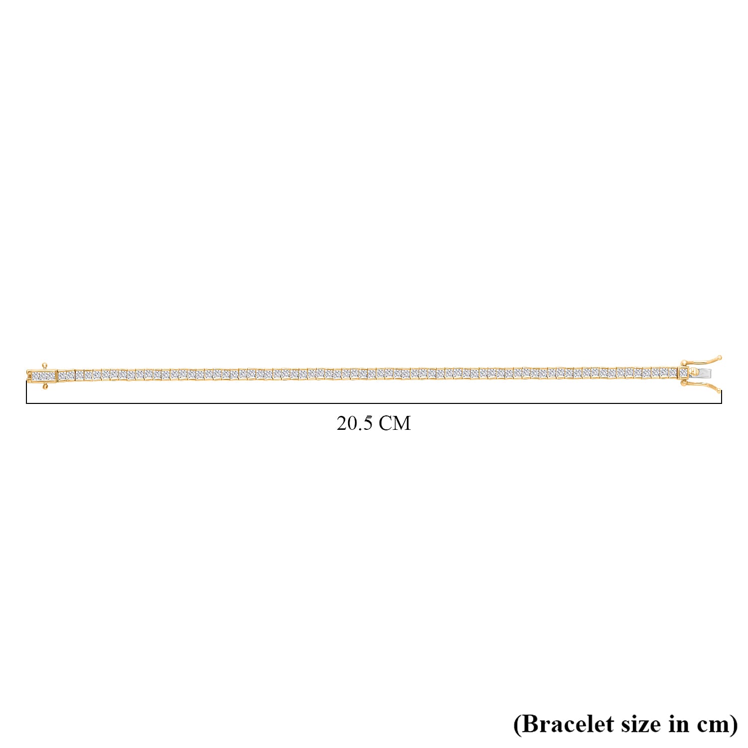 Luxuriant SGL Certified Princess Cut Lab Grown Diamond (VS-EF) Bracelet (Size - 7.50) in 18K Vermeil Yellow Gold Plated Sterling Silver 5.02 Ct, Silver Wt. 11.47 Gms.