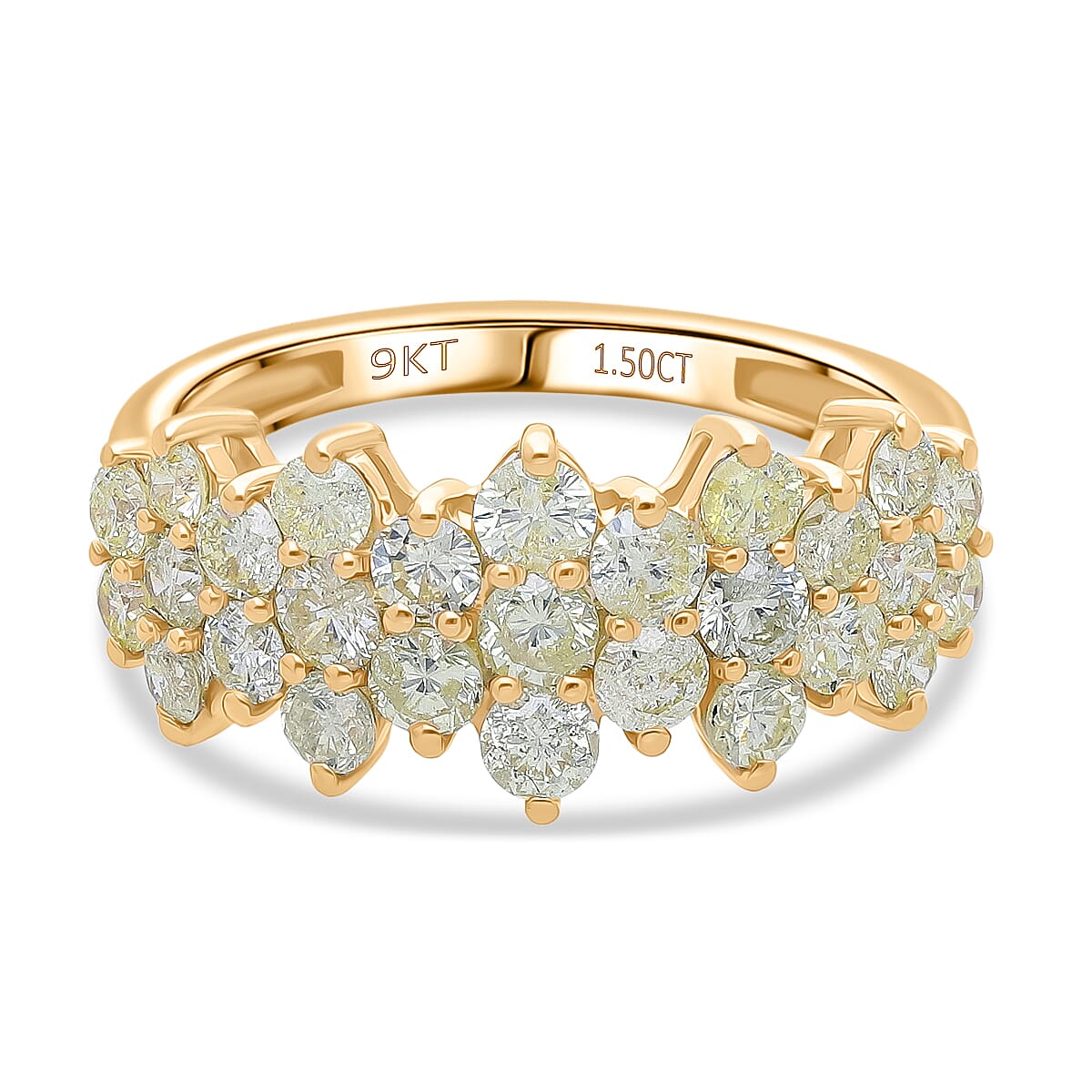 9K Yellow Gold I2-I3 Natural Yellow Diamond I2-I3 Ring, Gold Wt.2.81 Gms  1.488  Ct.