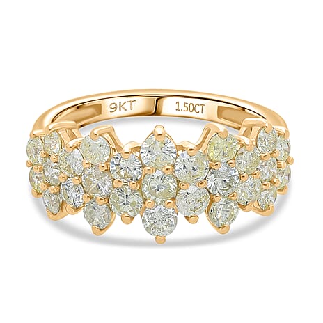 9K Yellow Gold I2-I3 Natural Yellow Diamond I2-I3 Ring, Gold Wt.2.81 Gms  1.488  Ct.