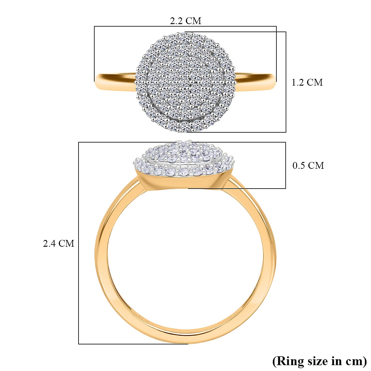 Luxuriant Lab Grown Diamond (SI-GH) Ring in 18K Vermeil Yellow Gold Plated Sterling Silver 0.50 Ct.
