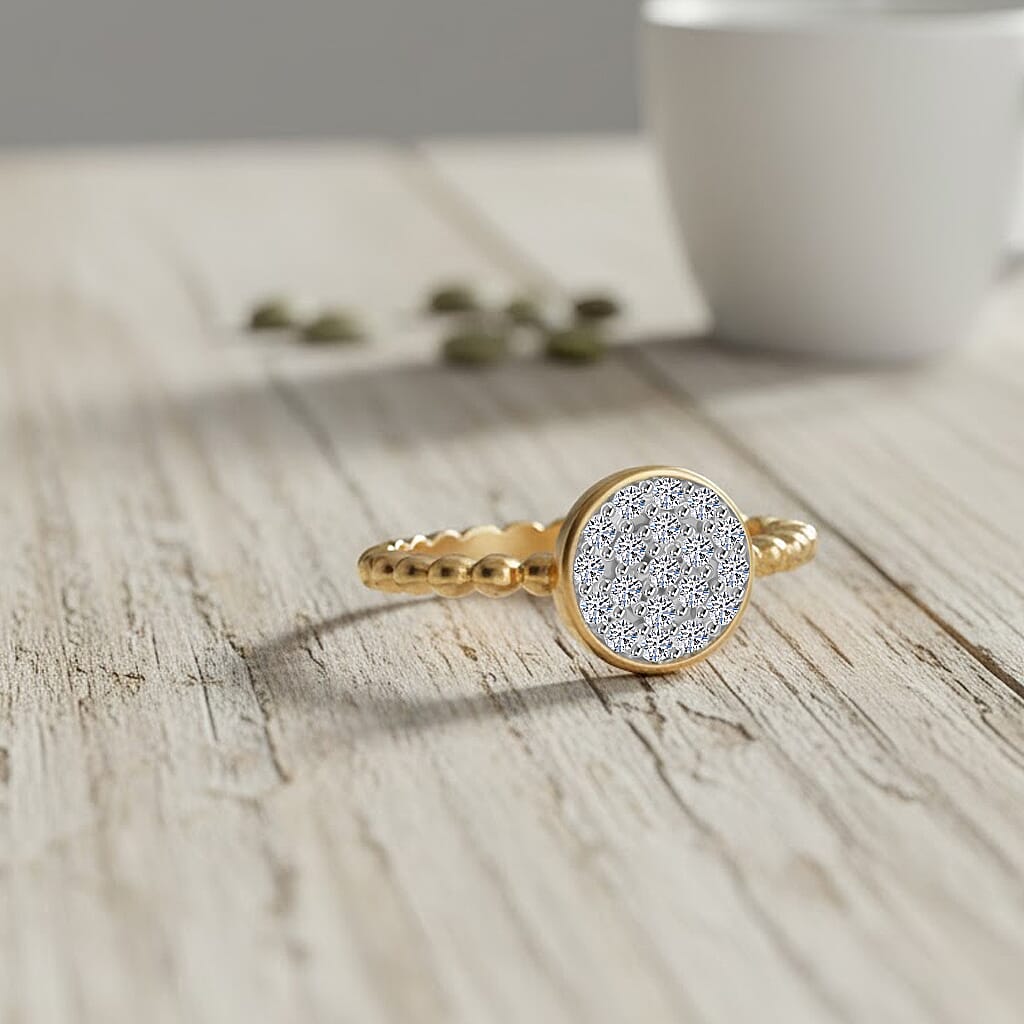 Luxuriant Lab Grown Diamond (VS-EF) Ring in 18K Vermeil Yellow Gold Plated Sterling Silver 0.25 Ct.