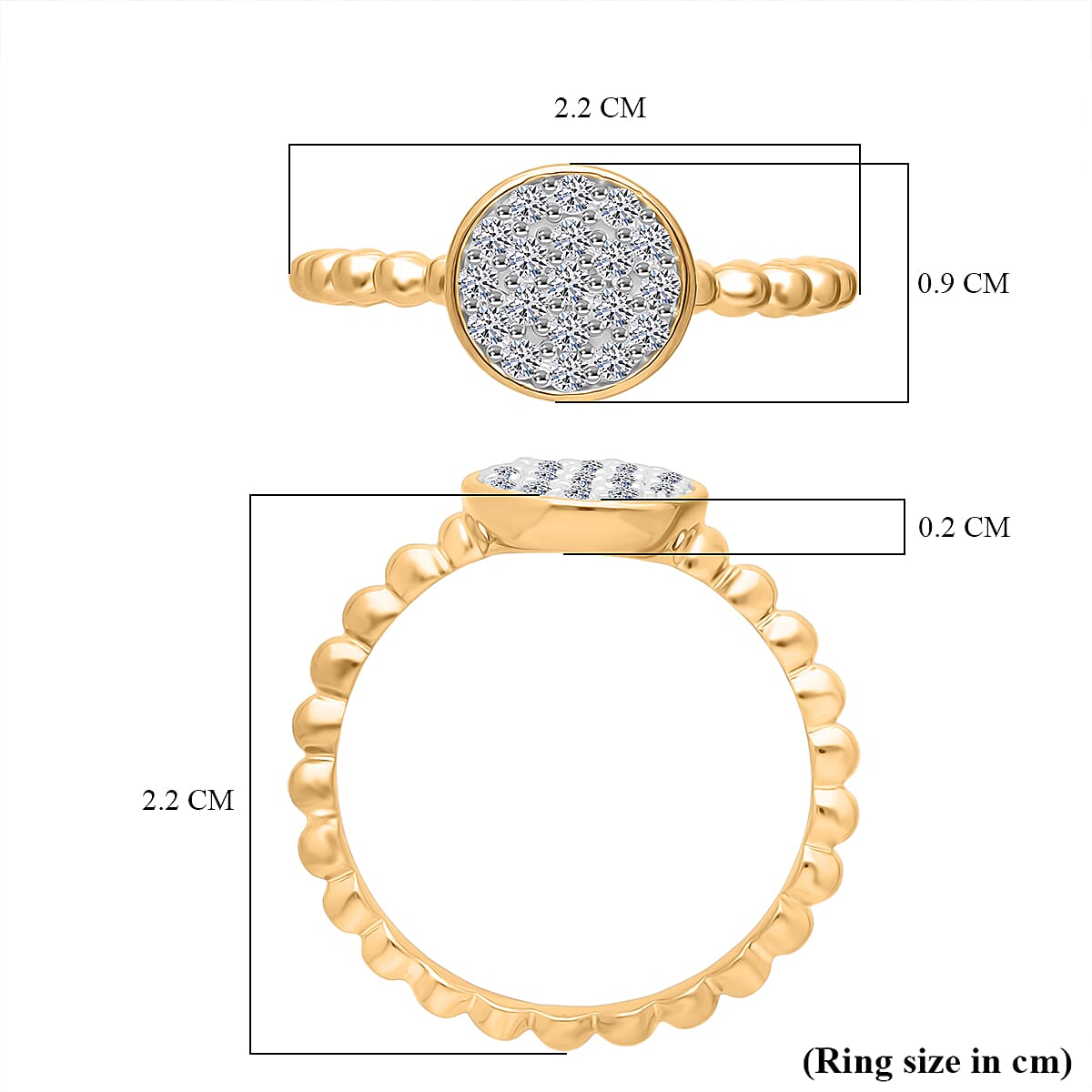 Luxuriant Lab Grown Diamond (VS-EF) Ring in 18K Vermeil Yellow Gold Plated Sterling Silver 0.25 Ct.