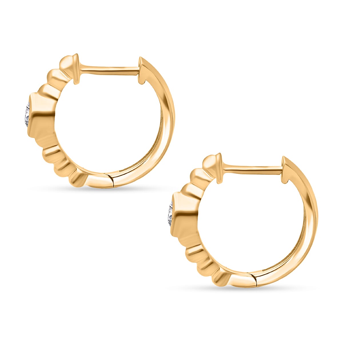 Luxuriant Lab Grown Diamond (VS-EF) Earring with Clasp in 18K Vermeil Yellow Gold Plated Sterling Silver 0.25 Ct.