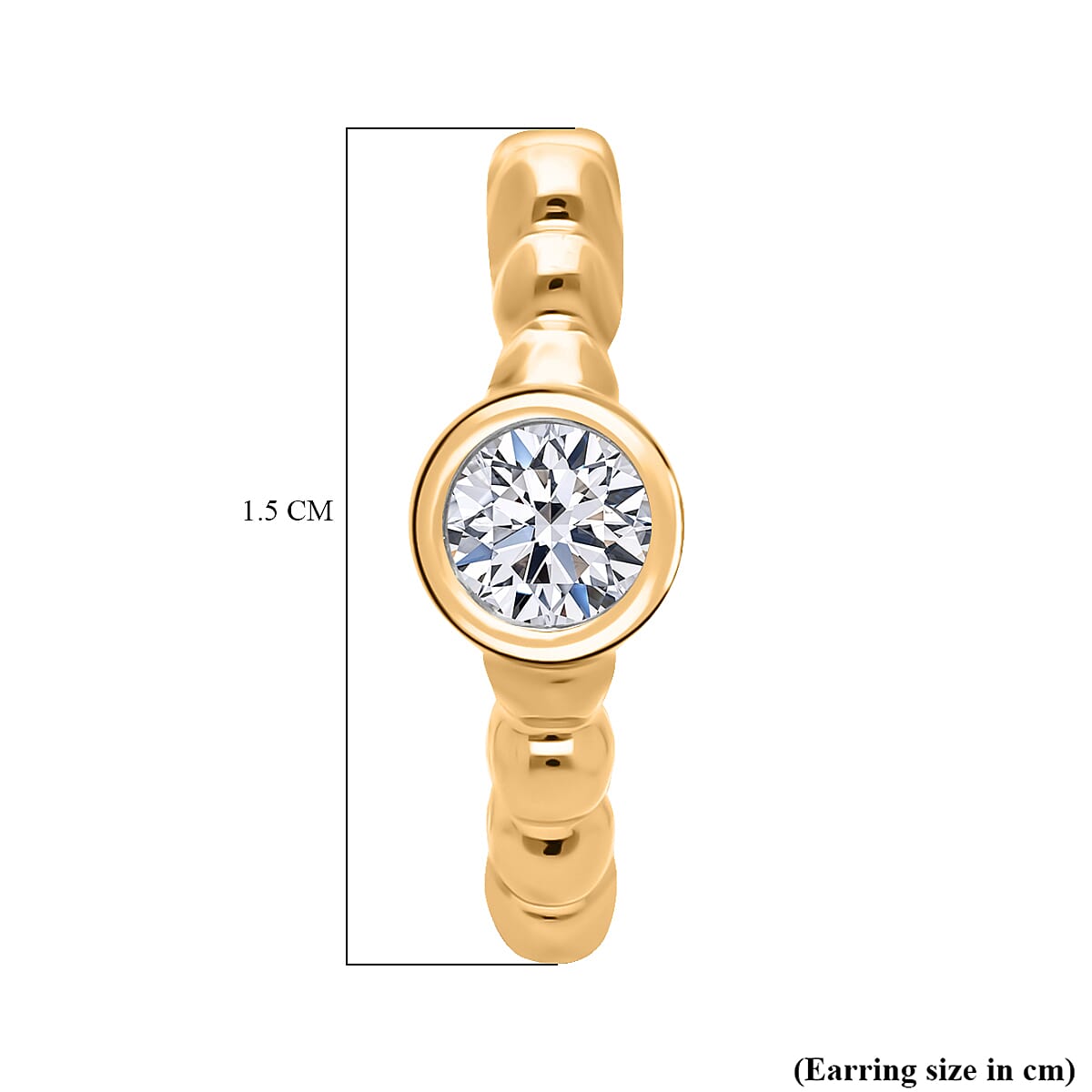 Luxuriant Lab Grown Diamond (VS-EF) Earring with Clasp in 18K Vermeil Yellow Gold Plated Sterling Silver 0.25 Ct.