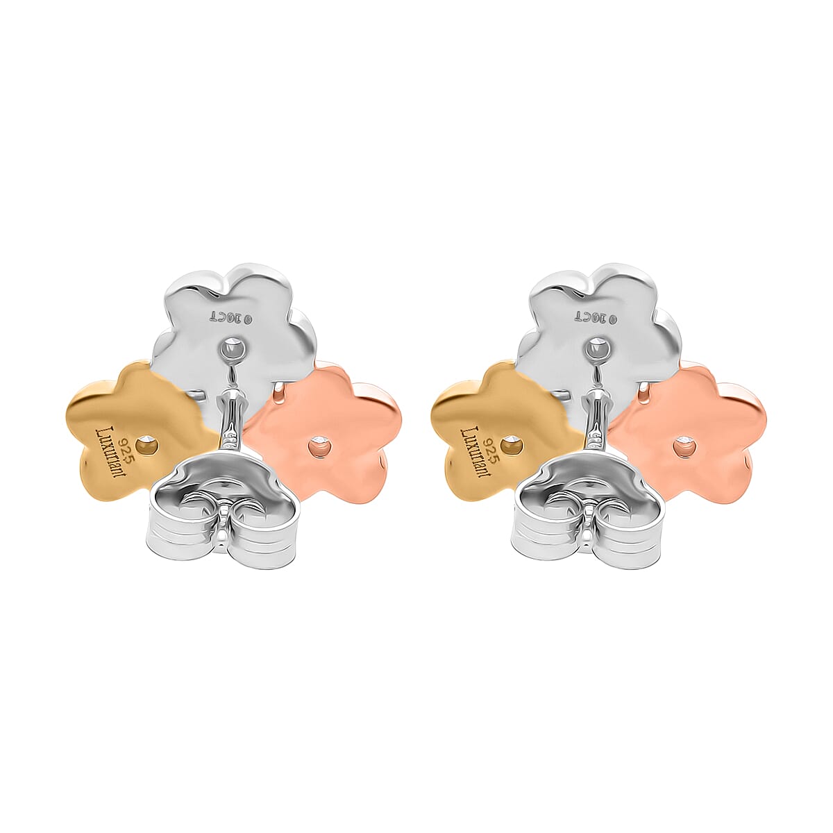 Luxuriant Lab Grown Diamond (SI-GH) Earring in Tri Colour Plated Sterling Silver 0.20 Ct.