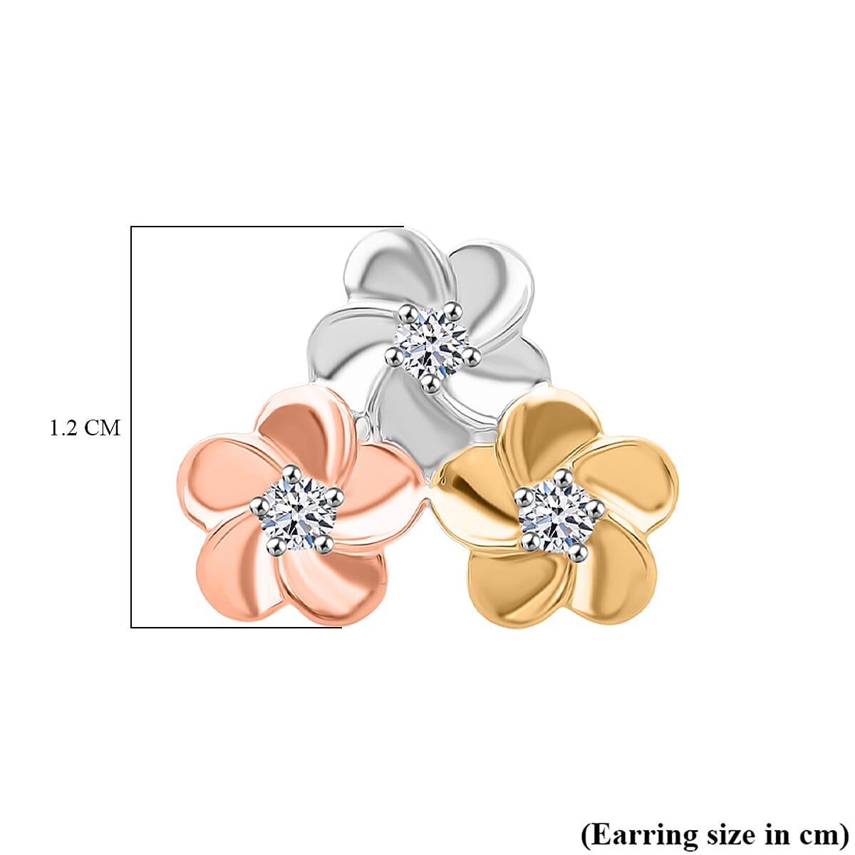 Luxuriant Lab Grown Diamond (SI-GH) Earring in Tri Colour Plated Sterling Silver 0.20 Ct.