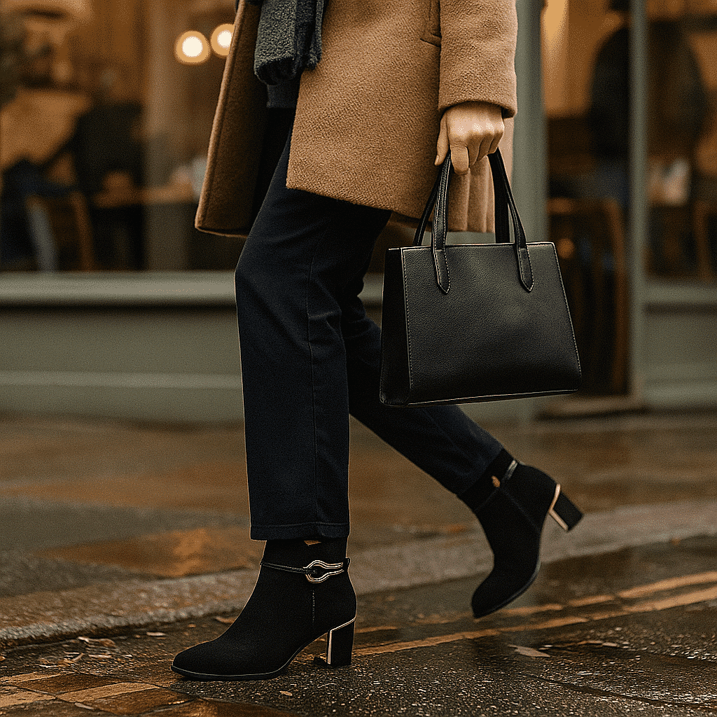 Lotus Ebony Block Heeled Ankle Boots 