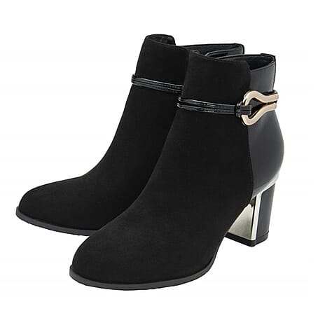 Lotus Ebony Block Heeled Ankle Boots (Size 4) - Black