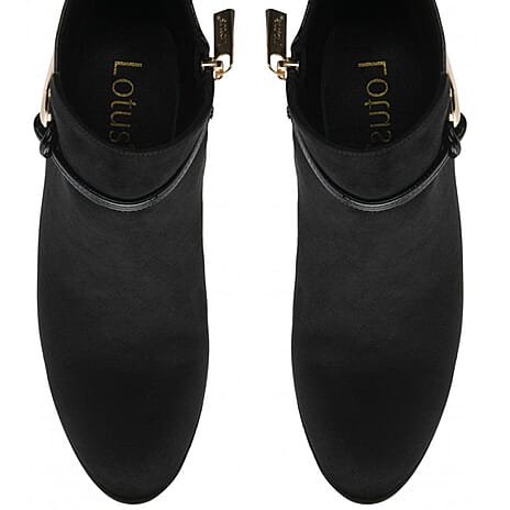 Lotus Ebony Block Heeled Ankle Boots (Size 6) - Black