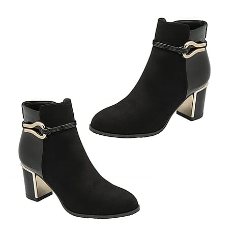 Lotus Ebony Block Heeled Ankle Boots (Size 7) - Black