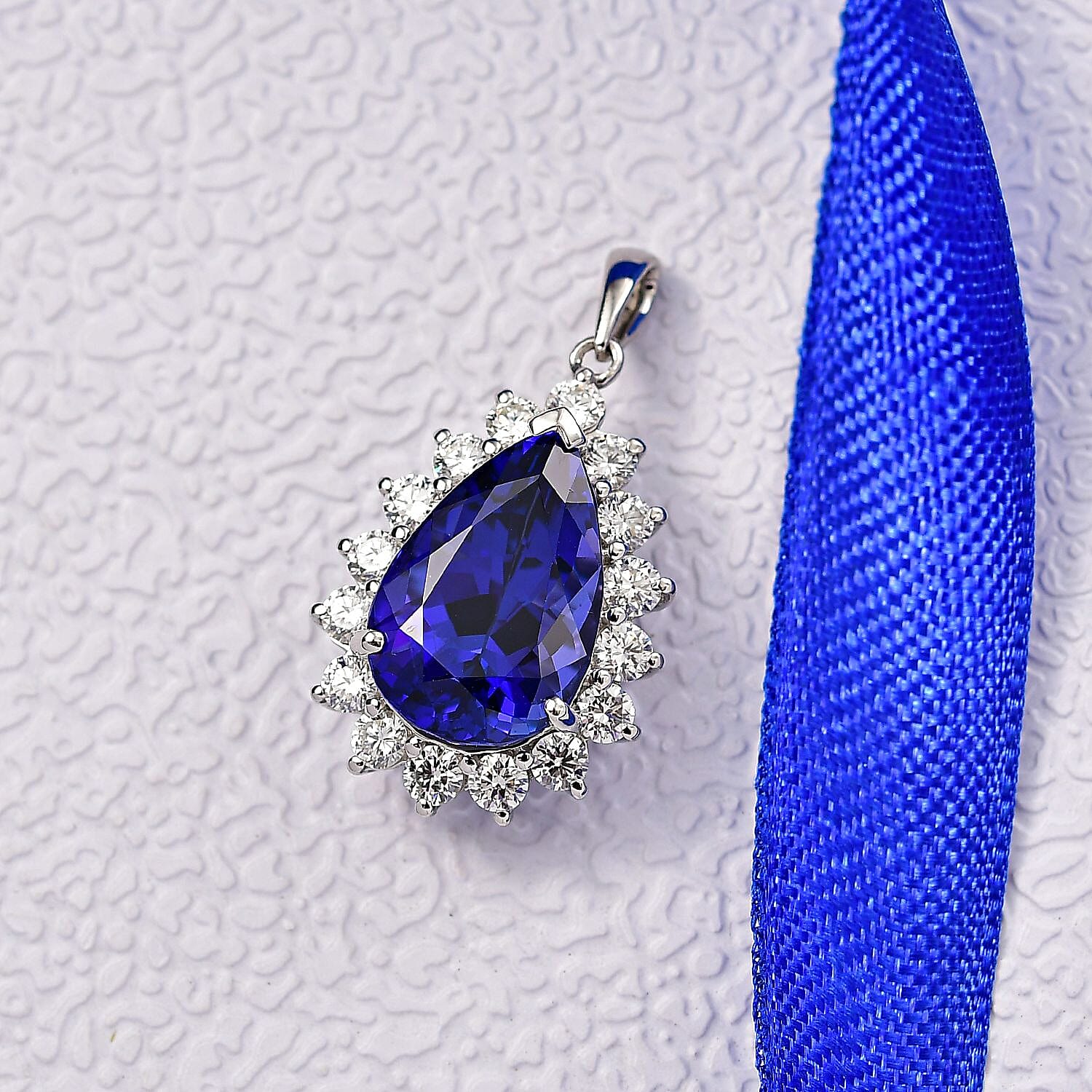 Black Friday Doorbuster Deal - Rhapsody 950 Platinum AAAA Tanzanite & Natural Diamond (VS-EF) Pendant 11.34 Ct, Platinum Wt. 5.46 Gms.